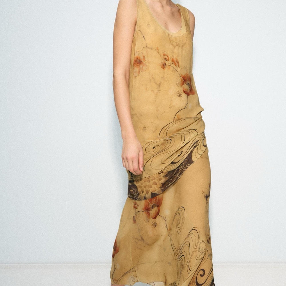 Zara Golden Floral Maxi Dress